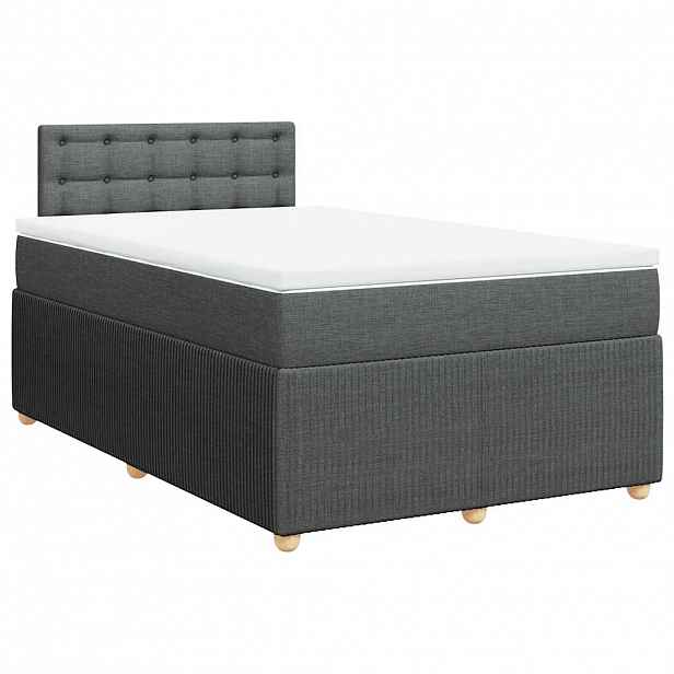 vidaXL Box spring postel s matrací tmavě šedá 120x190 cm textil