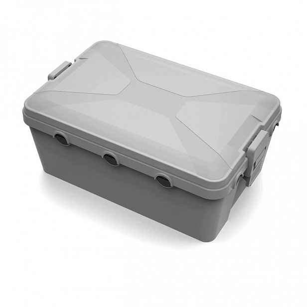 Hermetická skříňka IP54 na zahradní prodlužovací kabel, šedá sekačka 32×21×13 cm