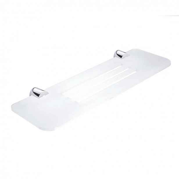 Nimco Bormo - Polička s frézovanými otvory, délka 40 cm, matný plexiglass/chrom BR X340-26
