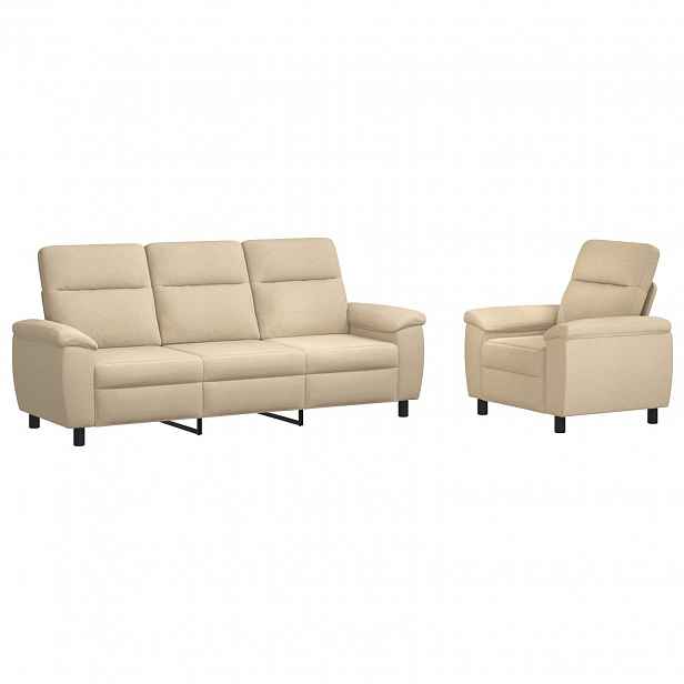 vidaXL Set pohovek 2 pcs Krémová Textil
