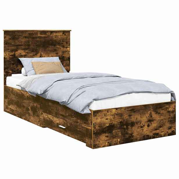 vidaXL Rám postele s čelo Kouřový dub 90 x 190 cm Kompozitní dřevo