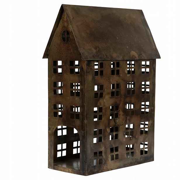 Lampion Domek Loft Staré Zlato Velký Jako Dárek Do Obývacího Pokoje Domu 45 cm