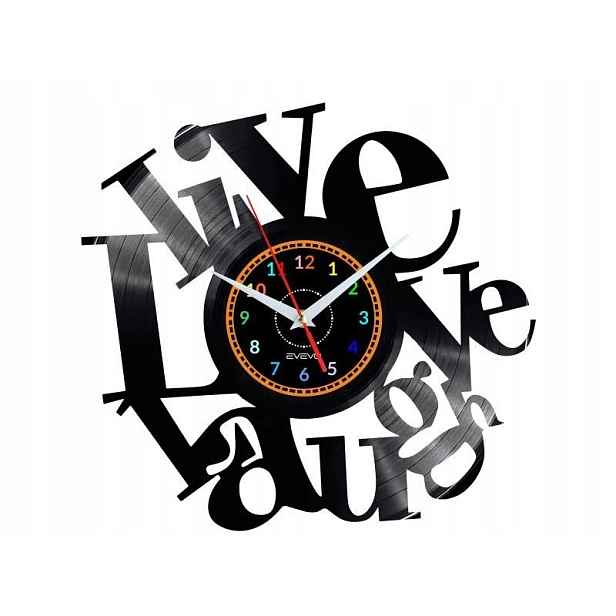 Live Love Laugh Dekorativní Nástěnné Hodiny Moderní Vinylová Deska Vinyl N