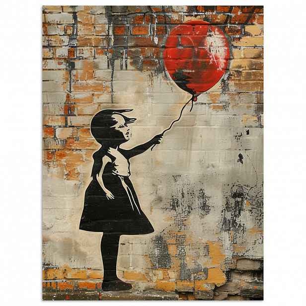 MuchoWow PLAKÁT Graffiti - Banksy - Dívka - Street art 30x40 cm