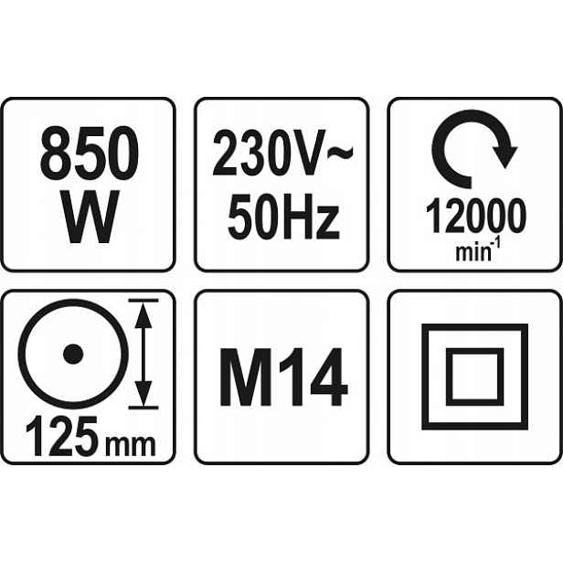 Úhlová Bruska 230 V, 850 W, 125 MM