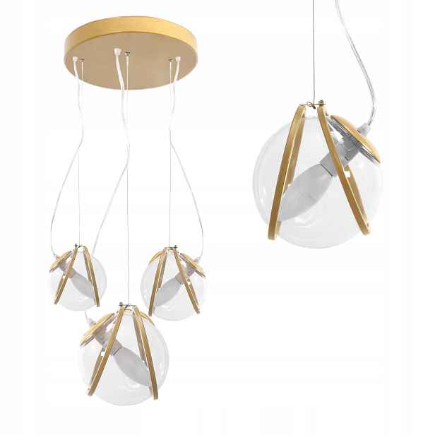 Závěsná Lampa Zlatá Stropní Skleněné Koule Do Obývacího Pokoje Ložnice 3xE14