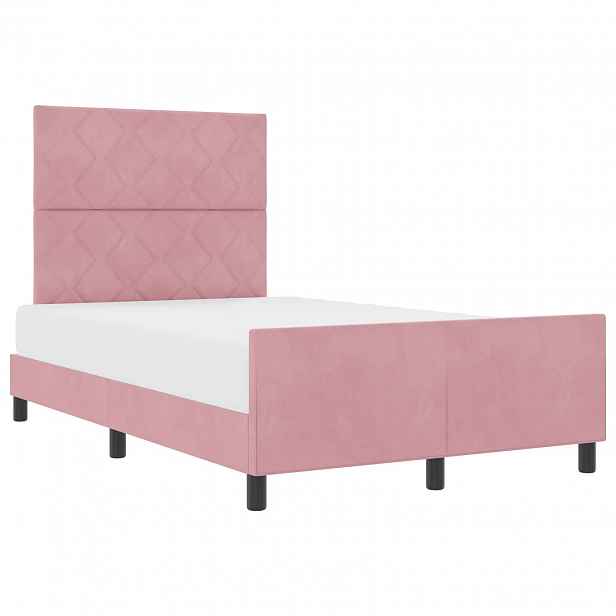 vidaXL Postel s boxspringem s čelo Růžová 120 x 190 cm samet