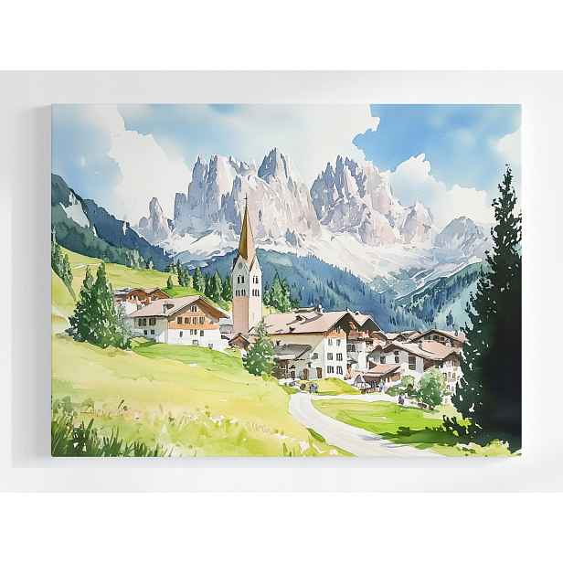 Plakát Krajina Hory Alpy Slovinsko Městečko Vesnice 100x75