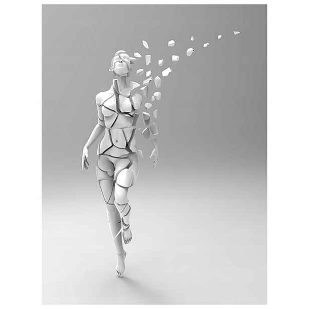 Tapeta Bílá figurka na šedém pozadí fragmenty abstrakce 184x254 vinyl lepidlo