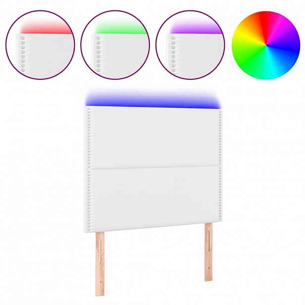 vidaXL Čelo postele s LED bílé 100x5x118/128 cm umělá kůže