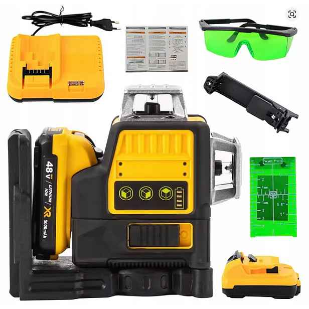 Křížový laser DCE089G 30 m 2x baterie brýle kufr