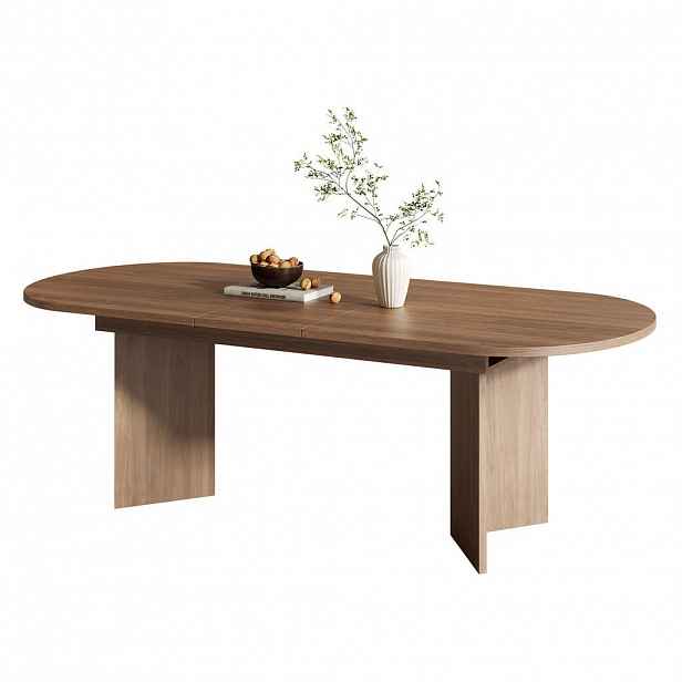 Modfu JÍDELNÍ stůl z MDF 200x90x75 cm ořechový rozkládací se zaoblenými rohy a zesílenou deskou