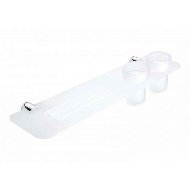Nimco Bormo - Polička se sklenkami a frézovanými otvory, délka 50 cm, matný plexiglass/chrom BR X350-58DW-26