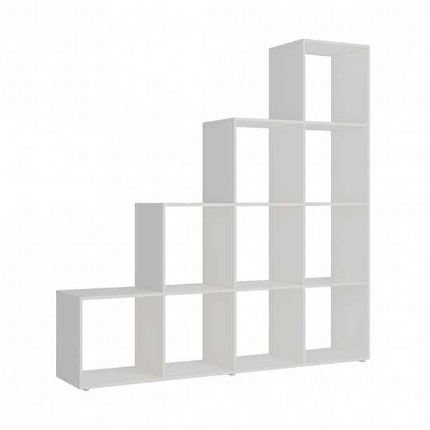 Vicco SCHODIŠŤOVÝ REGÁL Aramis Bílá 138 x 143 cm 10 přihrádek
