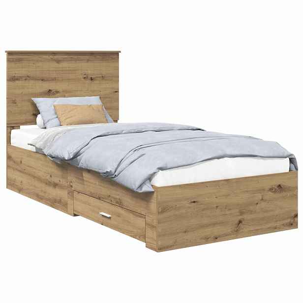 vidaXL Rám postele s čelo Artisanový dub 90 x 190 cm Kompozitní dřevo