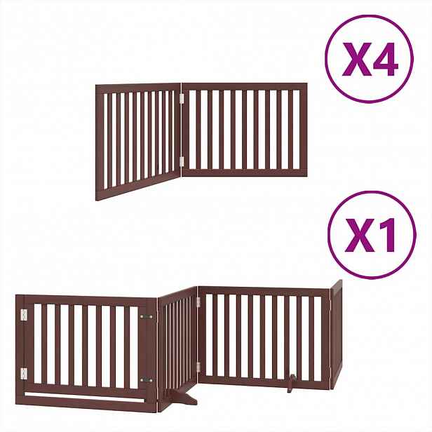 vidaXL Zábrana pro psy s dvířky skládací 12 panelů hnědá 960 cm topol