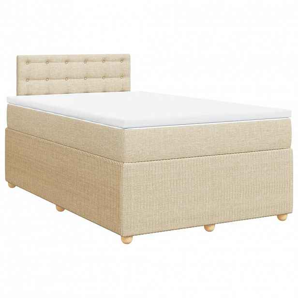 vidaXL Box spring postel s matrací krémová 120x190 cm textil
