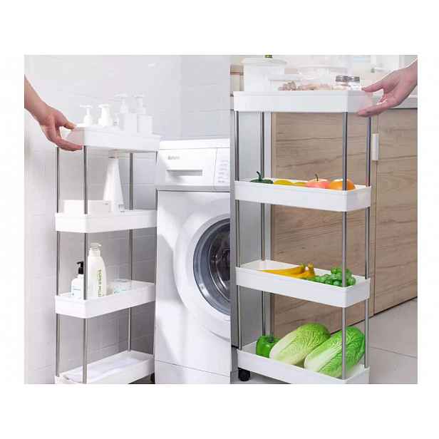 Bílý regál na kolečkách KITCHE