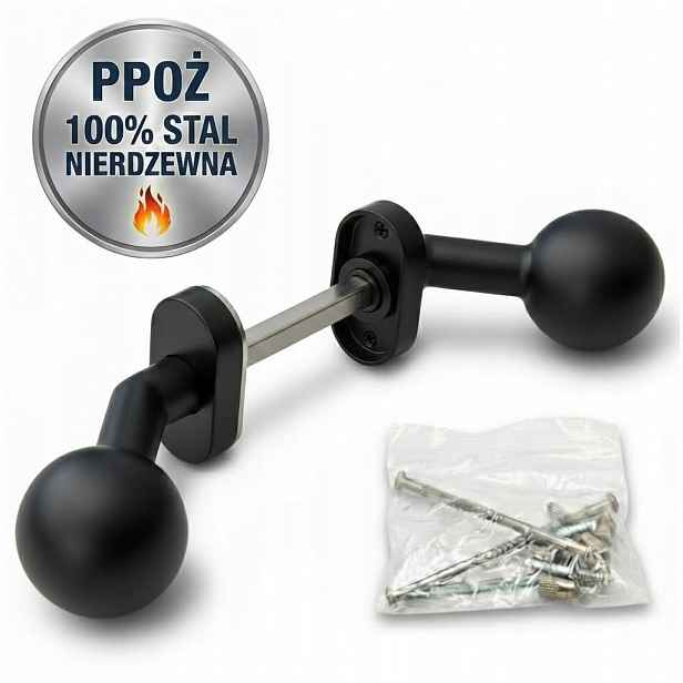 Klamka Na Tečné Dveře knoflíková černá Ppoż Ultra pevnost