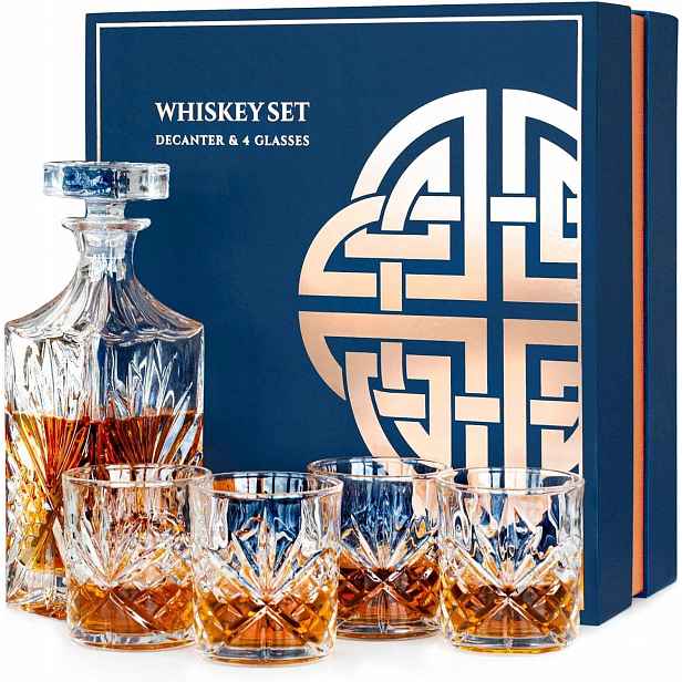 Komplet Na Whisky Karafa 900ML 4 Sklenice Dárek