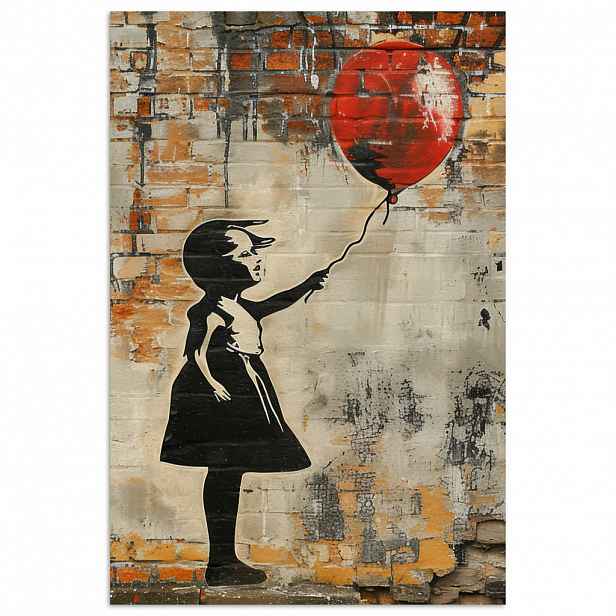 MuchoWow PLAKÁT Graffiti - Banksy - Dívka - Street art 40x60 cm