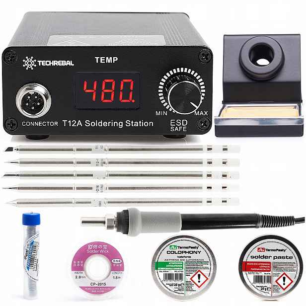 Pájecí Stanice Techrebal T12A 75W Sada Hrotů T12 Cín Pletenina Servis