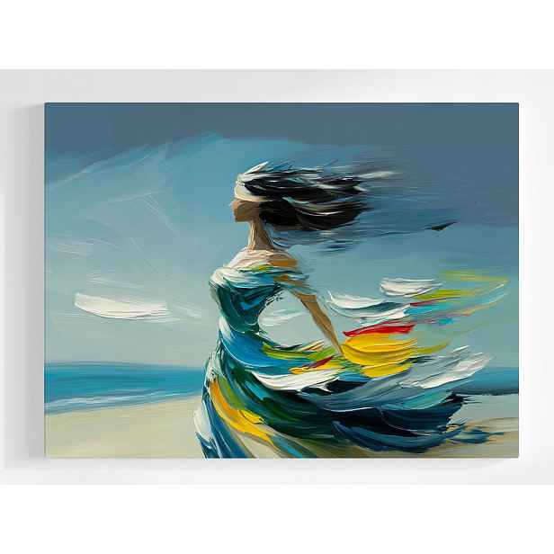 Plakát Žena Postava Pláž Moře Vítr Léto Pohyb 100x75