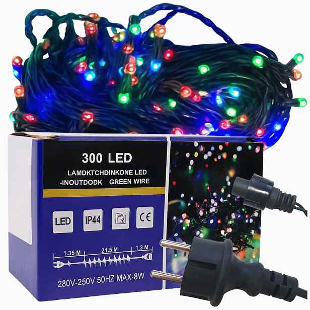 Vánoční osvětlení na stromeček 300 Led flash multicolor venkovní vnitřní