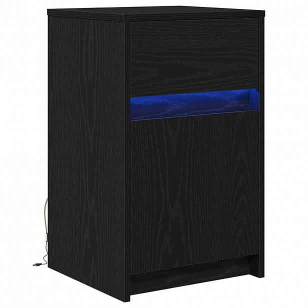 vidaXL LED noční skříňka Černý dub 38 x 34 x 61 cm Kompozitní dřevo