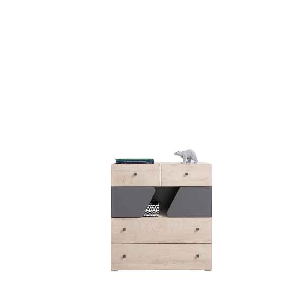 MASSENO KOMODA RAVENNA, 90/95/40 cm se 4 zásuvkami a 2 dvířky, dekor dub