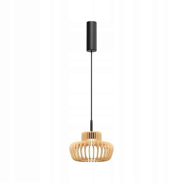 Maytoni závěsná lampa japandi dřevěná led 14w černo-béžová