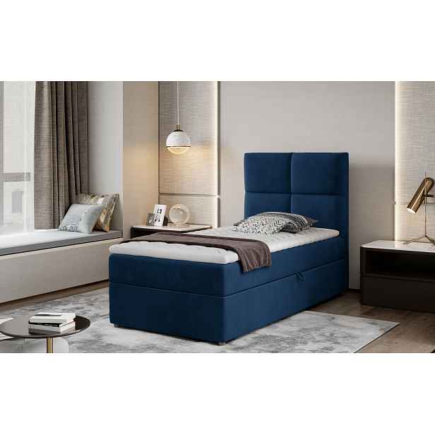 Moderní box spring postel Garda 90x200, modrá