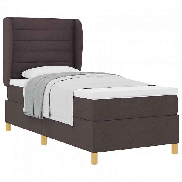 vidaXL Postel s boxspringem s matrací Tmavě hnědá 190 x 90 cm textil