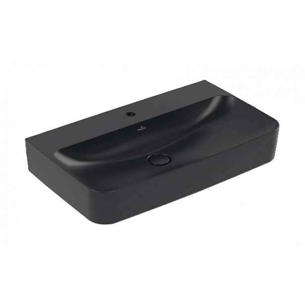 Villeroy & Boch Finion - Umyvadlo 80x47 cm, bez přepadu, otvor pro baterii, CeramicPlus, Pure Black 416881R7