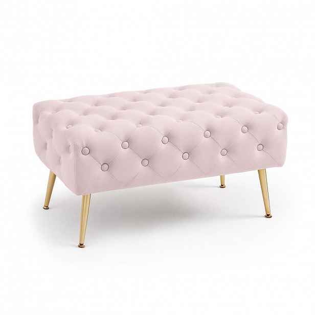 RAUMHIRSCH FURNITURE ČALOUNĚNÁ LAVIČKA s sametovým vzhledem Růžová 42/41/42