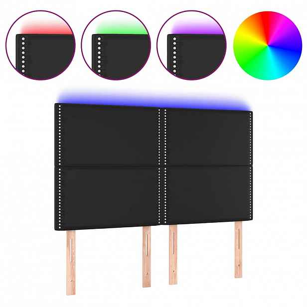 vidaXL Čelo postele s LED černé 144x5x118/128 cm umělá kůže