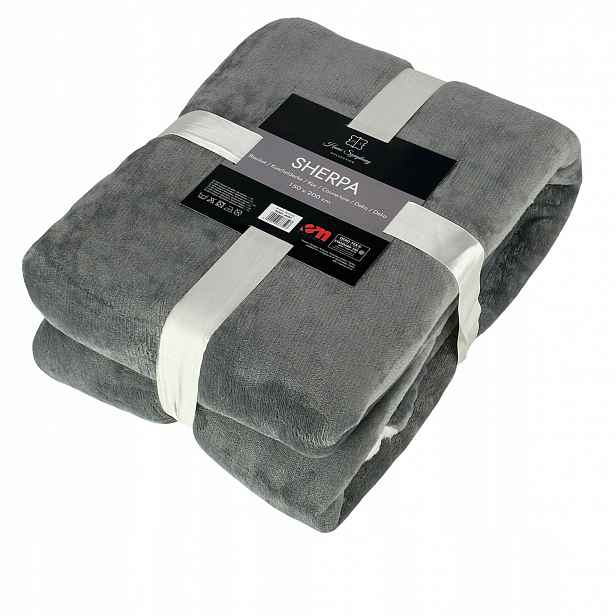Deka na postel Sherpa 150x200 oboustranná, beránek, světle šedá