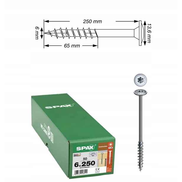 Univerzální vruty Wirox do dřeva Spax 6 x 250 mm 50 ks