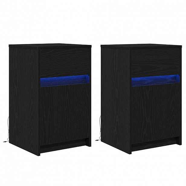 vidaXL LED noční skříňka 2 ks Černý dub 38 x 34 x 61 cm