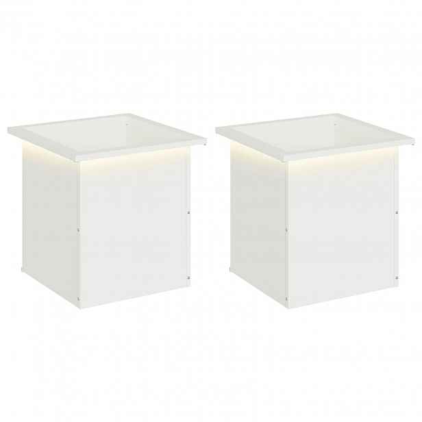 vidaXL Zahradní truhlík s LED osvětlením 2 ks Bílá 40 x 40 x 40 cm