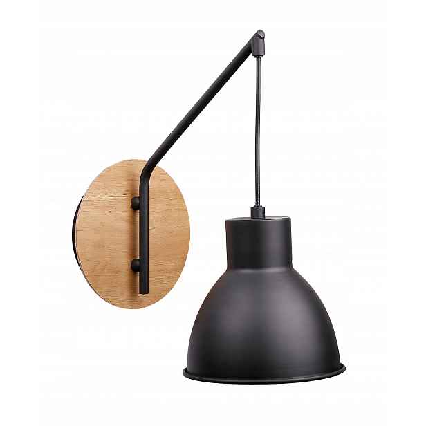 Černé nástěnné svítidlo s dřevěnou vložkou Vario Candellux