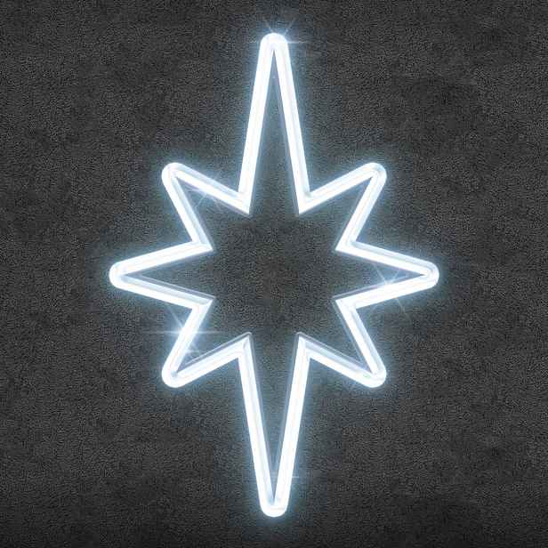 Easy Fix 2D LED světelná hvězda na vrchol stromu, 60 × 90 cm, ledově bílá, hliník