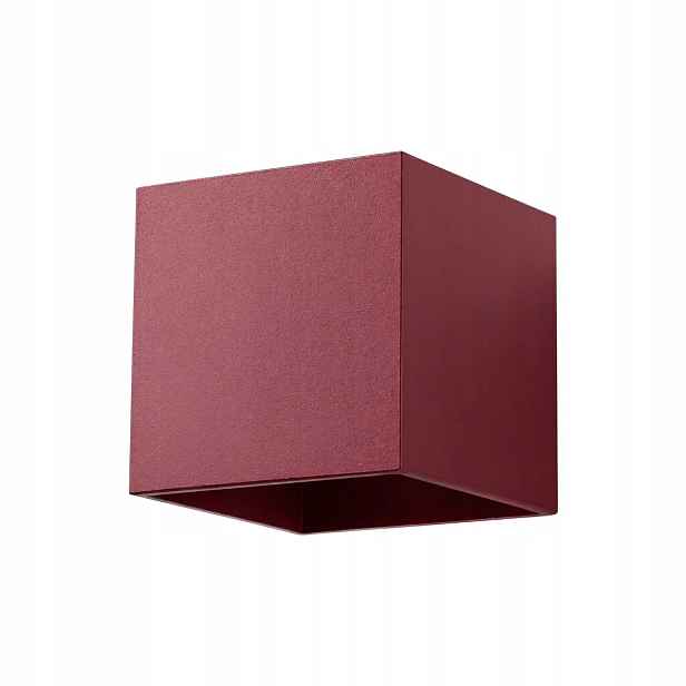 Nástěnná lampa Quad 1 burgundská Čtvercová bordó loftová lampa Sollux