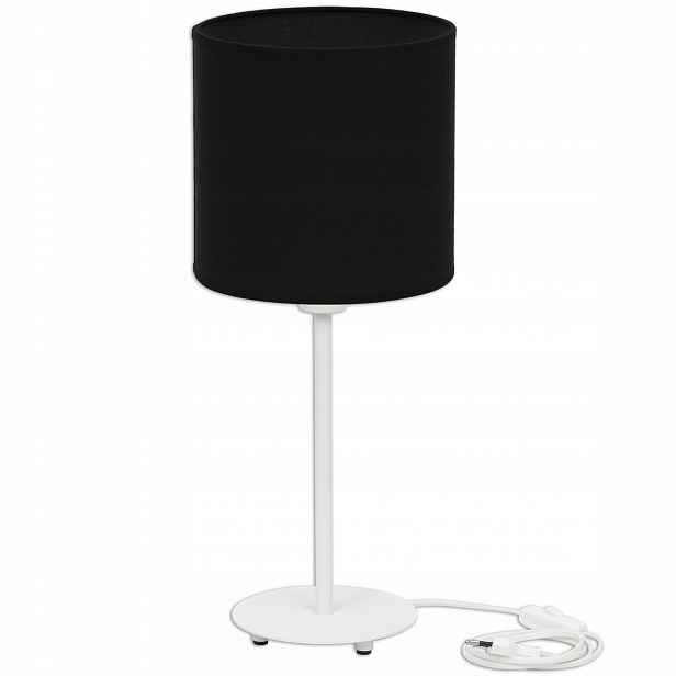 Noční lampa Stolní lampa loft Led E27 Abažur černá 20 cm základna bílá