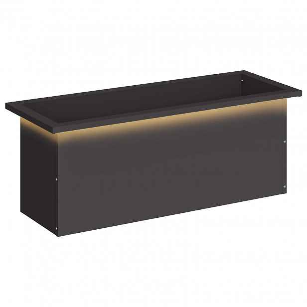 vidaXL Zahradní truhlík s LED osvětlením Černá 30 x 80 x 30 cm Ocel