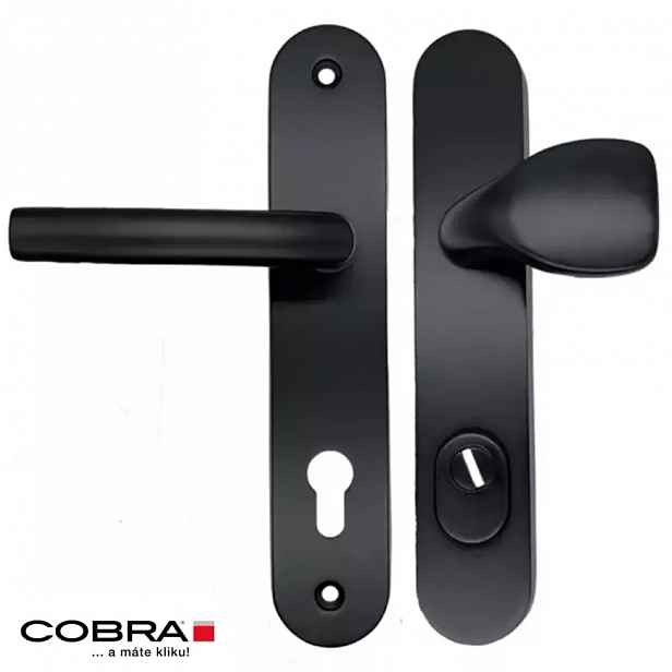 Bezpečnostní štítové dveřní kování Cobra C101 PZ90 LI/RE s překrytkou, černá