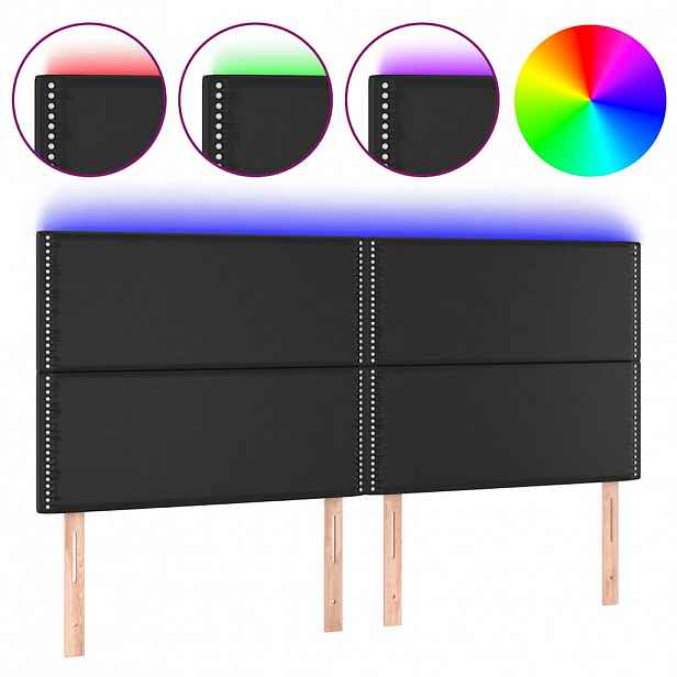 vidaXL Čelo postele s LED černé 200x5x118/128 cm umělá kůže