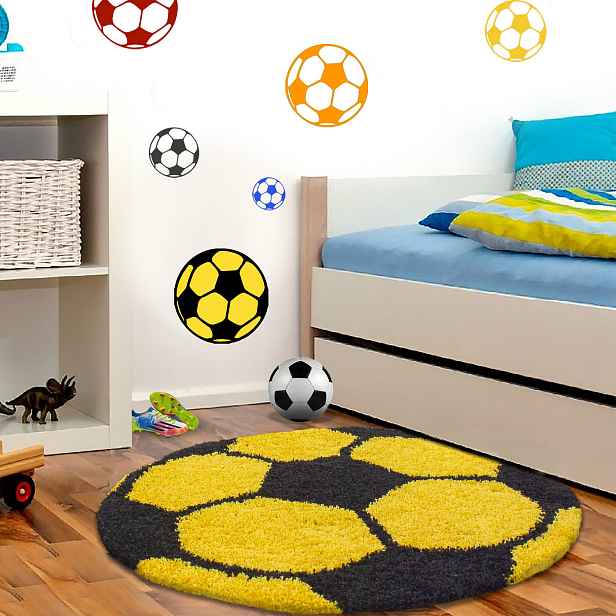 Dětský kusový koberec Fun 6001 yellow, 120x120 (průměr) kruh, žlutá, dětský pokoj, Ayyildiz