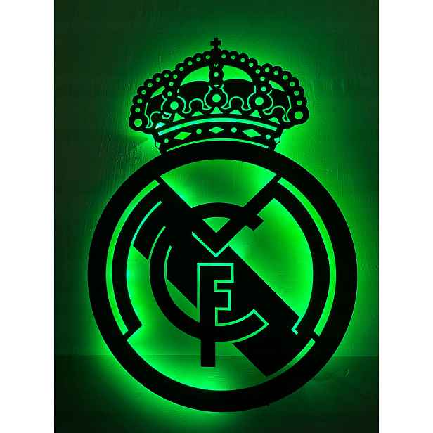 Fc Real Madrid Noční Lampa Led Obraz dřevěný 3D HerbFotbalový XL Dárek