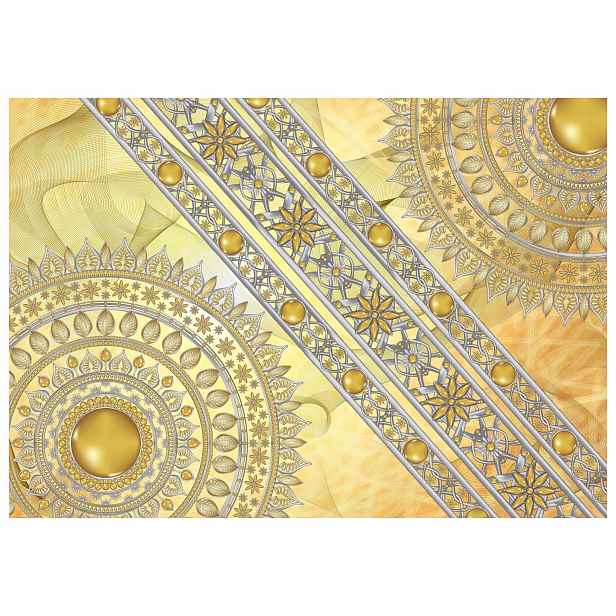 Fototapeta Mandaly ornamenty zlaté béžové a šedé vinylová 254x184 lepidlo